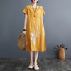 Phoenix Print Cotton Linen Midi Dress
