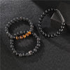 Frosted Lava Rock Bracelet Set with Crown Charm