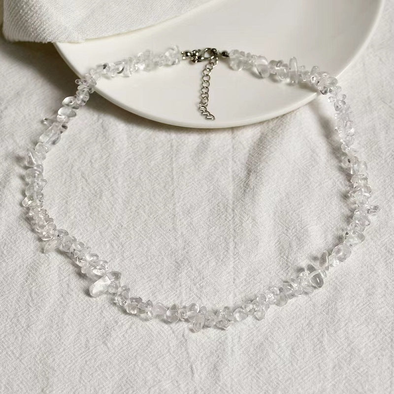 Crystal Stone Luck Necklace, Crushed Chip Choker
