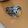Open Dragon Ring with Orange Stone, Adjustable Zinc Alloy