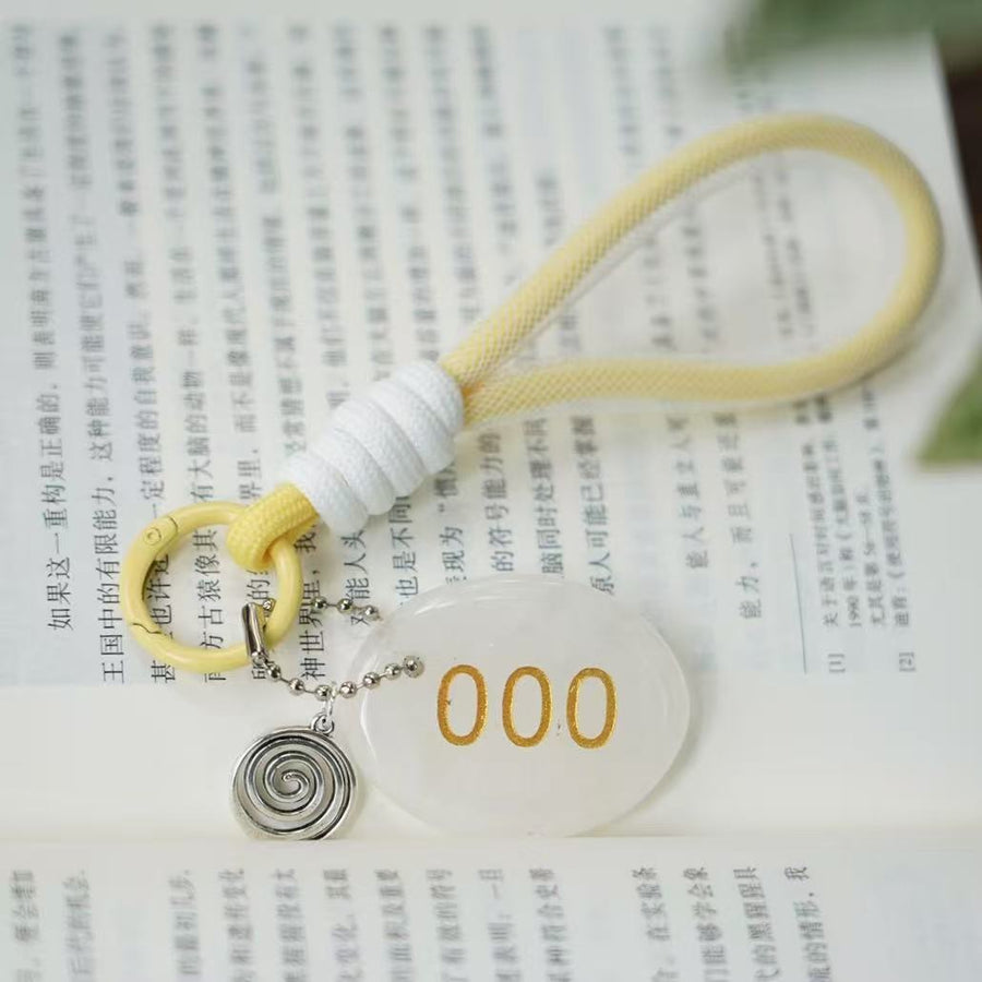 Angel Number Keychain with Natural Stone and Spiral Charm