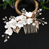 Handmade Floral Hair Comb and Pin Set with Clear Quartz