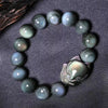 Rainbow Obsidian Fox Bracelet, Black Stone Beads