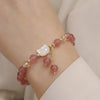Strawberry Quartz Morganite Shell Cat Bracelet