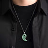 Jade Hook Pendant Necklace with Titanium Steel Chain