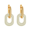 Geometric White Jade Earrings with 925 Silver Posts
