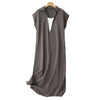 Sleeveless Linen Cotton Dress with High Neck and Side Slits