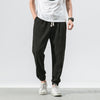 Men's Linen Blend Pants with Drawstring and Pockets
