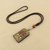 Tibetan Thangka Pendant Necklace, Ebony Wood Rope