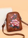 Embroidered Floral Crossbody Bag, Small PU Shoulder Purse