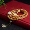 Multi-strand natural jade bracelet with lotus charm and amber beads