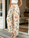 Women's Wide Leg Harem Pants with Elastic Waist, Breathable Polyester