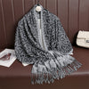 Jacquard Paisley Flower Pattern Color Contrast Design Tassel Cozy Scarf Shawl