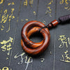 Hand Carved Wood Pendant with Yin Yang Circle