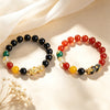 Pixiu Bracelet with Natural Obsidian and Red Agate Beads