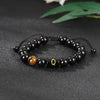 Alphabet Letter Bracelet with Tiger Eye and Black Glass Beads