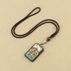 Tibetan Thangka Pendant Necklace, Ebony Wood Rope