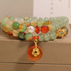 Double Layer Green Agate Bracelet with Peace Buckle Charm