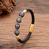 Handmade Irregular Pearl Leather Bracelet with Steel Buckle