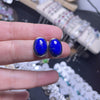 Oval Lapis Lazuli Stud Earrings, Copper Post