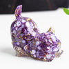 Resin Cat Figurine with Crystal Gravel, Desk Decor