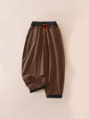 Women's Harem Pants Solid Cotton Drawstring Loose Fit Casual Trousers
