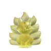 Small translucent glass figurine of a seated fox with nine tails
