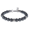 Natural Stone Bead Bracelet with Stainless Steel Accents