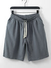 Men's Casual Solid Color Cotton-Feel Shorts With Pockets
