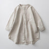 Solid Color Button Three Quarter Sleeve Shirt