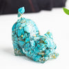 Resin Cat Figurine with Crystal Gravel, Desk Decor