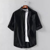 Men's Summer Solid Linen-Blend Shirt