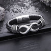 Endless Knot Infinity Symbol Leather Bracelet Titanium Steel Buckle