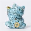 Lucky Cat Crystal Figurine, Resin Decor