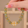 Rabbit and Flower Charm Bracelet, Gold-Tone Alloy Bead Jewelry