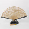 Carved Sandalwood Folding Fan with Gift Box and Stand