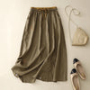 Embroidered Cotton Blend A-Line Skirt with Pockets