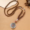Handmade Wood Bead Necklace with Alloy Pendant