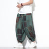 Men's Cotton Harem Pants Summer Boho Drawstring Geometric Cropped Trousers