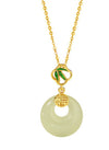 Sterling Silver Jade Pendant Necklace with Fox Motif