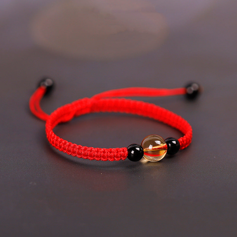 Citrine Bead King Kong Knot Peace Knot Luck Rope Bracelet