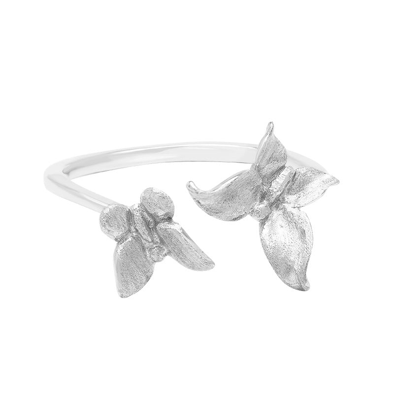925 Sterling Silver Butterfly Ring, Adjustable Open Band