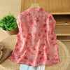 Floral Cotton Blend Sleeveless Top with Mandarin Collar