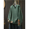 Winter Patchwork Design Long Sleeve Crew Neck Women's Sweater