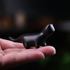 Hand-Carved Rainbow Wood Cat Figurine