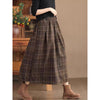 Women's Winter Plaid Pattern Thermal 7-8 Length Skirt With Pockets