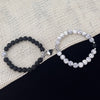 Yin Yang Couple Bracelet Set Black Onyx White Bead 2pcs