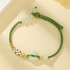 Hetian Jade Peace Buckle Luck Peach Blossom Braided Bracelet