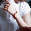 Cinnabar Bracelet with Fu Charm, Red Beads