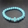 Cross Charm Beaded Bracelet with Stone or Lava Rock